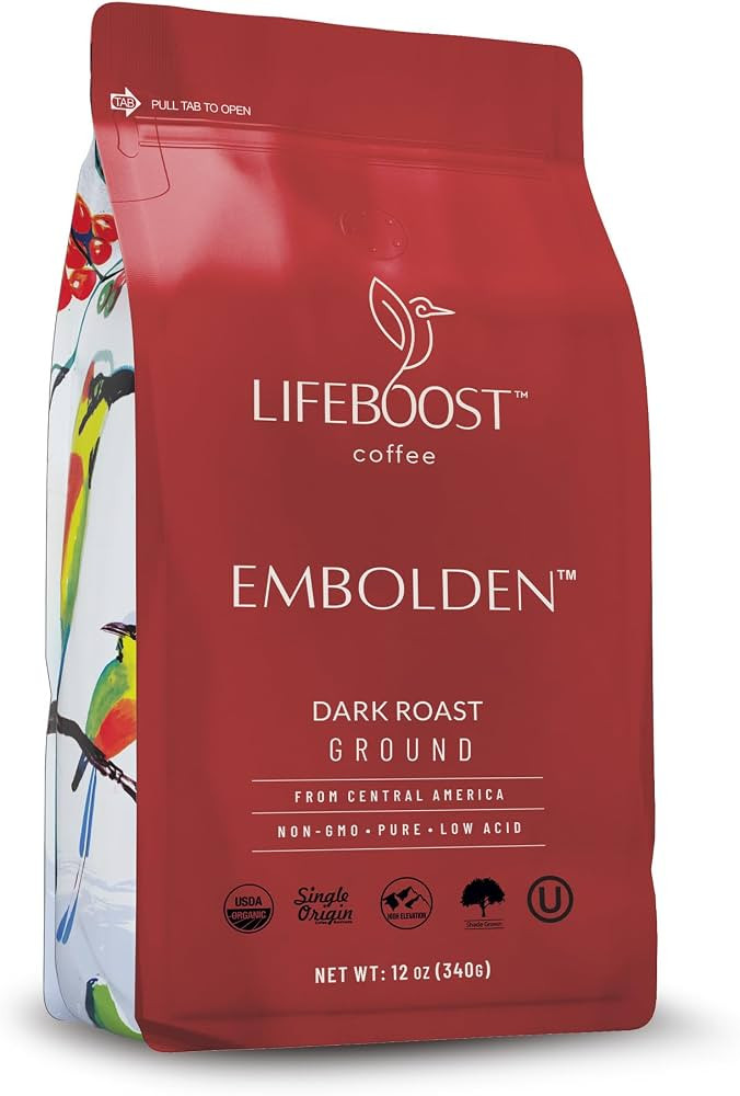 Lifeboost Dark Roast Ground Coffee - Non-GMO Low Acid Single Origin USDA Organic Dark Roast Coffe... | Amazon (US)