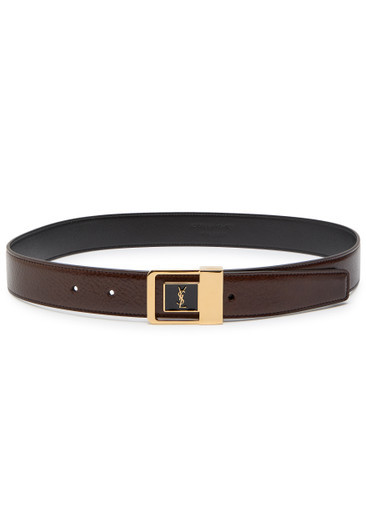 Logo-engraved grained leather belt | Harvey Nichols