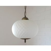 Vintage Venetian Pendant Light/Hand Blown Glass Hanging Lamp Brass Lantern Chandelier Boho Yugoslavia 1970's Mesh Pattern | Etsy (US)