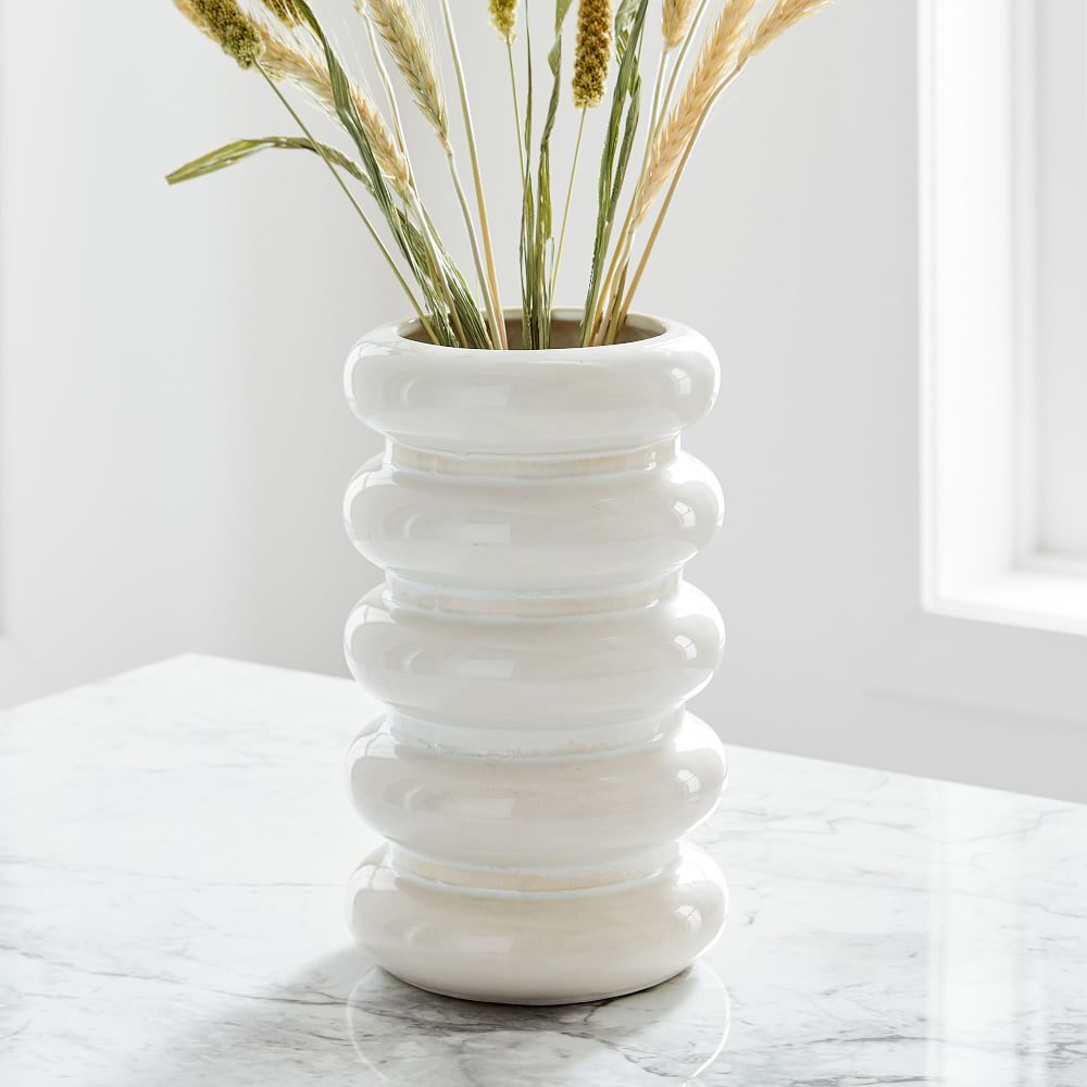 Stepped Form Ceramic Round Stacked, Transculent White | West Elm (US)