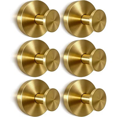 6 Pack Gold Suction Cup Hooks No Drill Holds Towels Wreaths & More Heavy Duty Waterproof Set | Wayfair North America