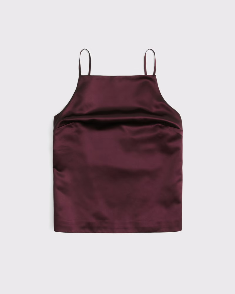 Abercrombie & Fitch Women's Satin Open-Back Apron Top in Burgundy - Size XXS | Abercrombie & Fitch (US)