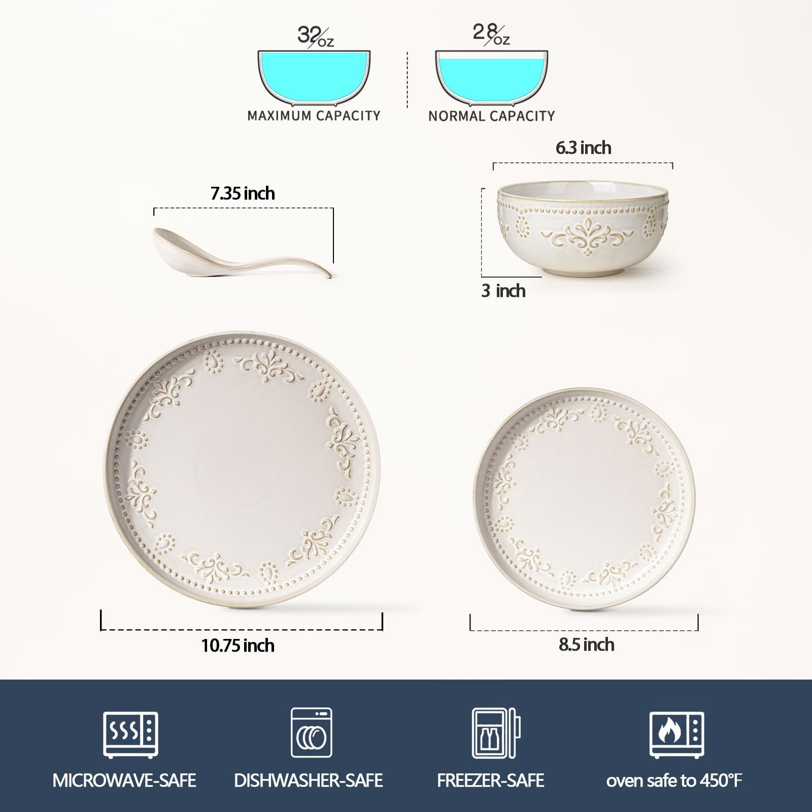 Artena Plates And Bowls Sets, 16 Pieces Dinnerware Sets, Dish Set For 4, Ceramic Kitchen Bowl And... | Amazon (US)