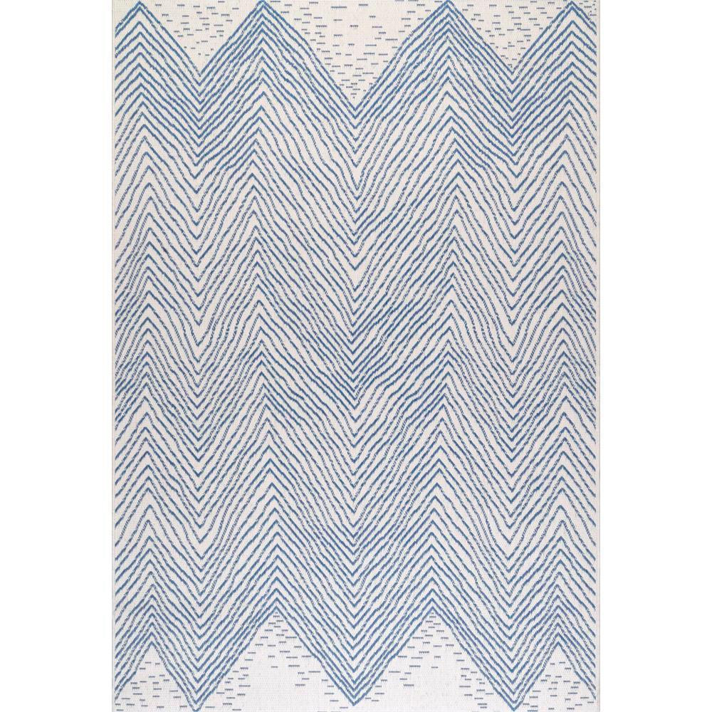 Wavy Geometric Blue 5 ft. x 8 ft.  Indoor/Outdoor Area Rug | The Home Depot