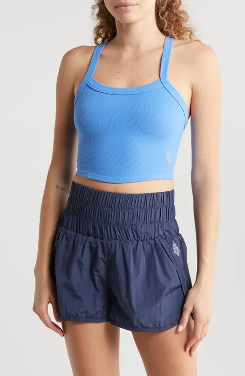 FP Movement by Free People All Clear Rib Crop Camisole in Riviera Blue at Nordstrom, Size Medium | Nordstrom
