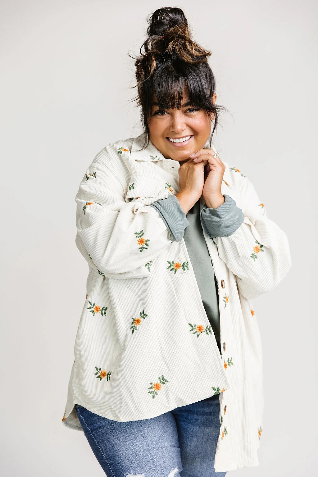 Geneva Floral Embroidered Shacket | Mindy Mae's Market