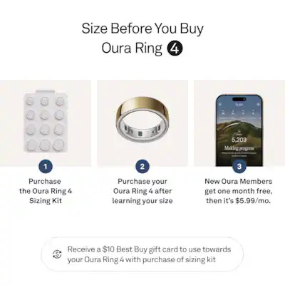 Oura - Ring 4 - Smart Ring - Size Before You Buy with OR4 Sizing Kit - Size 8 - Gold - (2024) | Best Buy U.S.