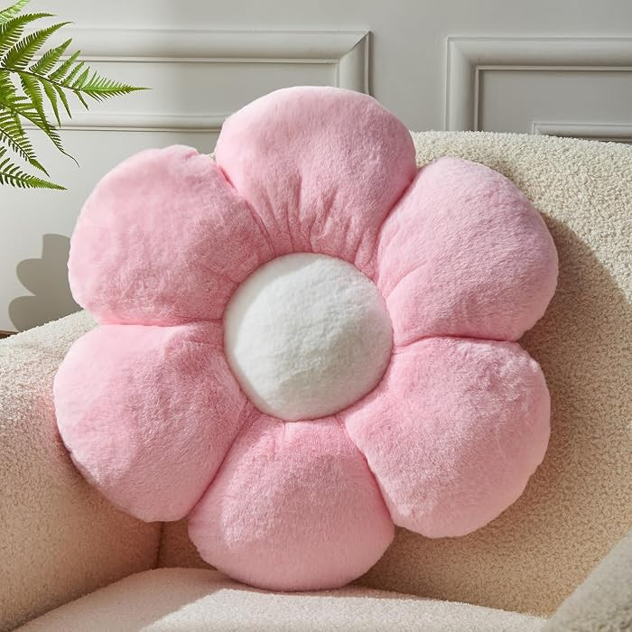 Pink Flower Pillow\uff0c19.6In Floor Pillow Cushion Flower Shaped Throw Pillow Cute Flower Seatin... | Amazon (US)