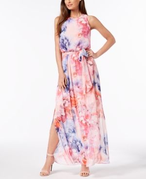 Jessica Howard Belted Floral-Print Maxi Dress | Macys (US)