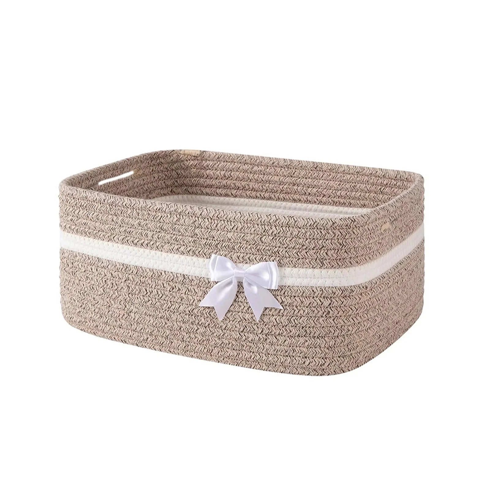 geerera Large Woven Storage Basket with Handles, Bow Decor Bin for Shelves and Organizing, Multip... | Walmart (US)