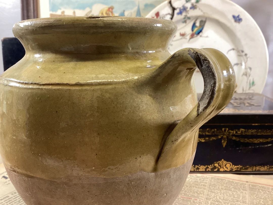 French Antique Amber Glazed Stoneware Pot Rustic French - Etsy | Etsy (US)