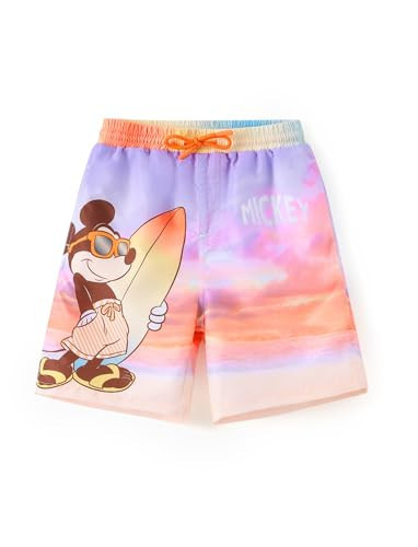 Disney Mickey Mouse Boys Rash Guard Swim Trunks with Compression Liner Summer Swim Shorts with Side Pockets UPF 50+Swimming Trunks Surf Bathing Suit Kids Swimsuit Swimwear Orange Board Short 6-7 Years | Amazon (US)