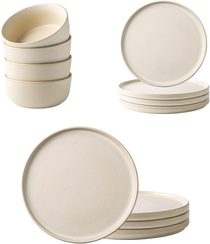 AmorArc Ceramic Dinnerware set, Service for 6 (12pcs), Stoneware Plates and Bowls Set,Highly Chip... | Amazon (US)