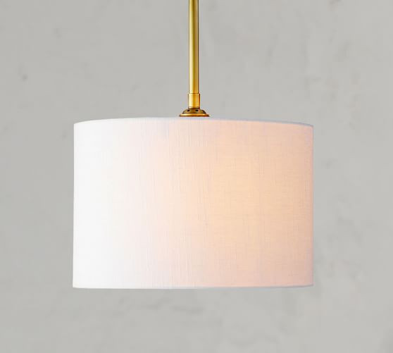 Linen Drum Shade Pole Pendant | Pottery Barn (US)