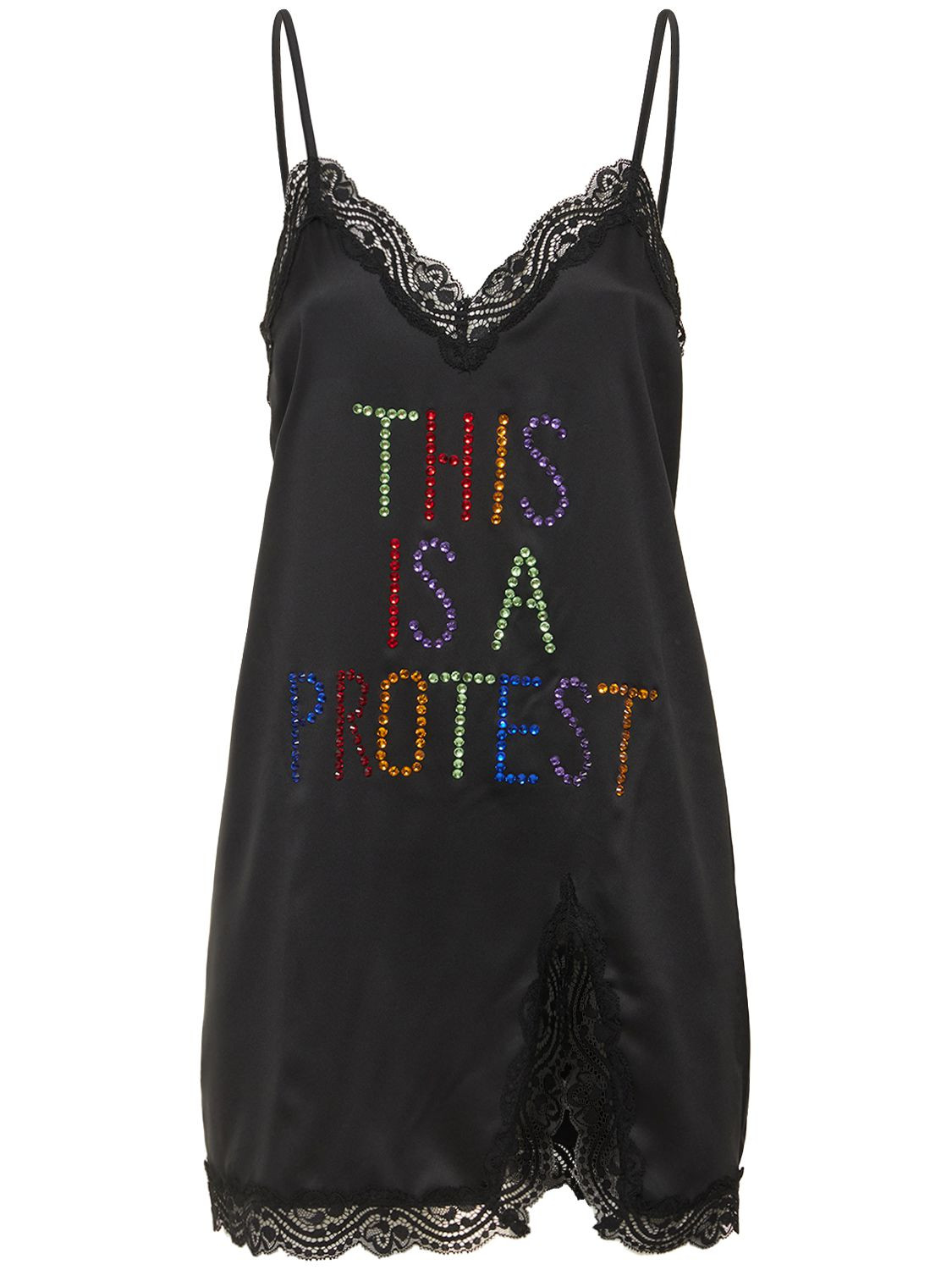 Ashis This Is A Protest Satin Slip Dress | Luisaviaroma