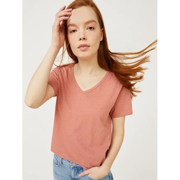 Free Assembly Women’s V-Neck T-Shirt with Short Sleeves | Walmart (US)