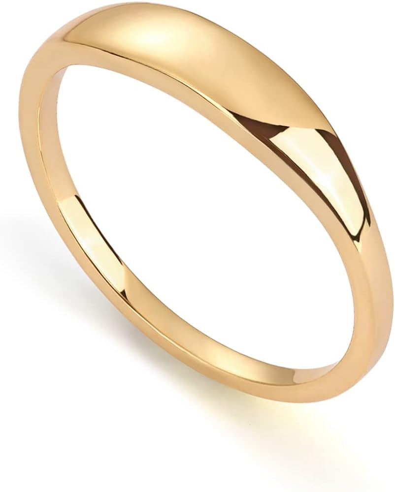 PAVOI 14K Gold Plated Chunky Signet Ring for Women | Women's Stackable Bands | Amazon (US)