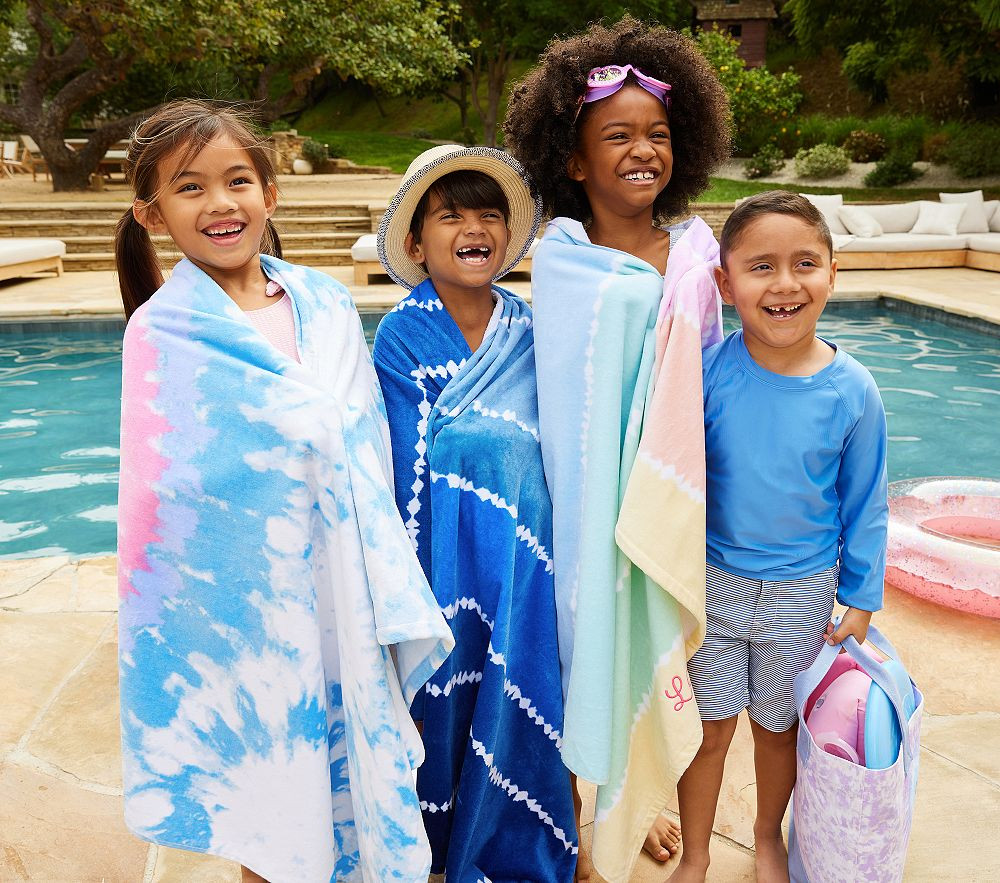 Stripe Tie-Dye Kid Beach Towel UPF 50+ | Pottery Barn Kids