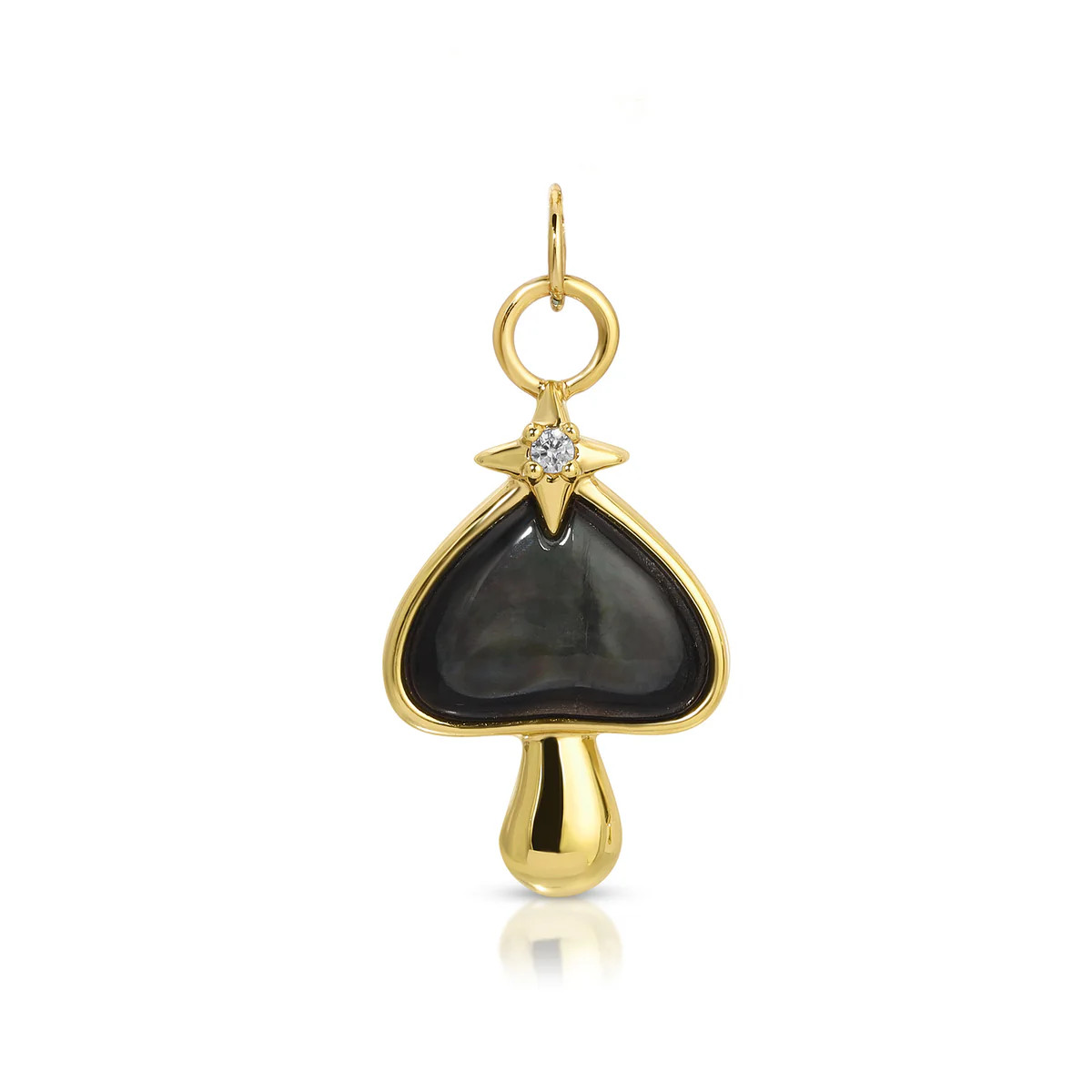 Starry Shroom Charm - Black Mother of Pearl | Elizabeth Stone Jewelry