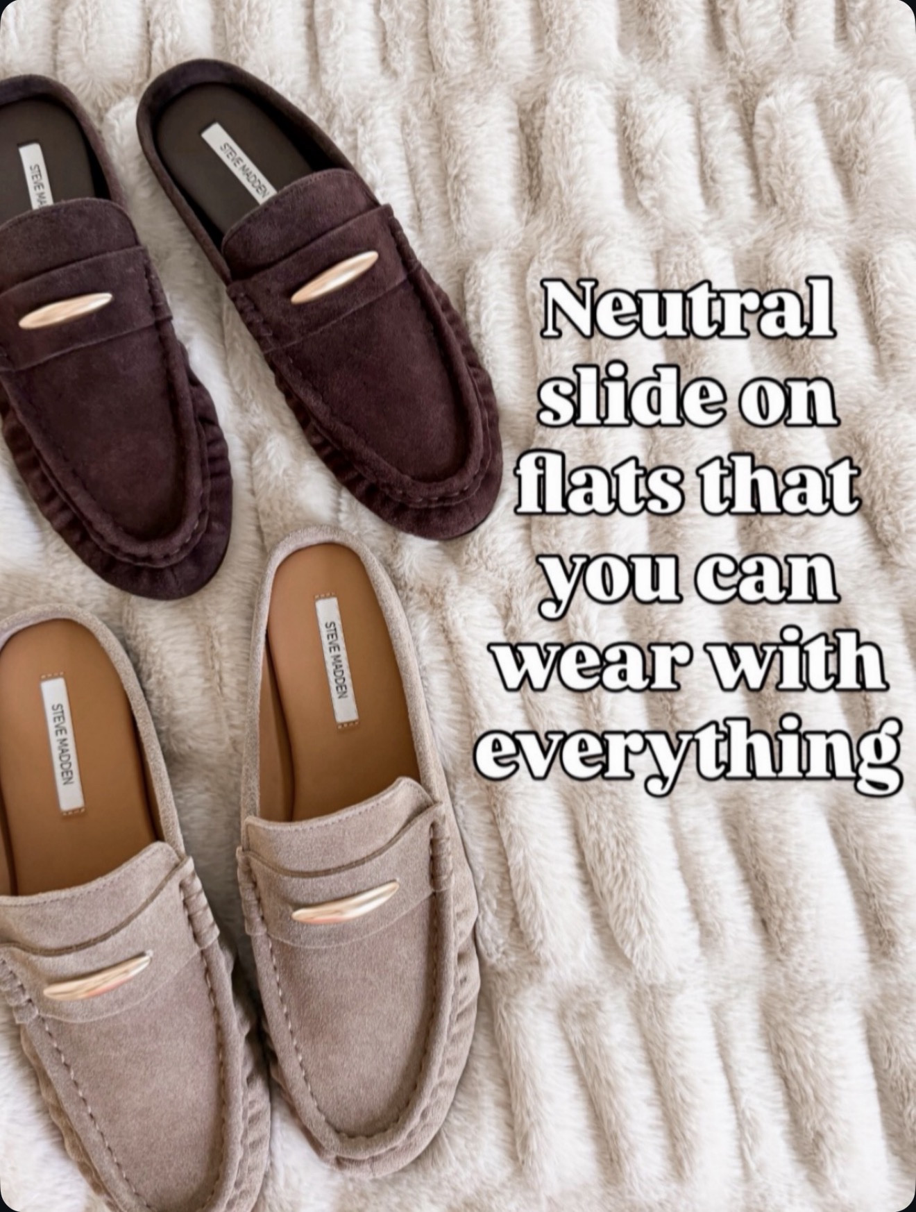 The neutral flats that go with practically everything 🤎 Love the gold detail on these Steve Madden slides! Chocolate brown or taupe—such an easy finishing touch with denim and cozy knits.

#LTKOver40 #LTKSeasonal #LTKmomlife
