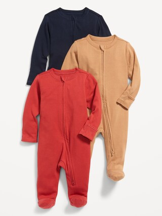 Unisex 3-Pack Sleep & Play 2-Way-Zip Footed One-Piece for Baby | Old Navy (US)