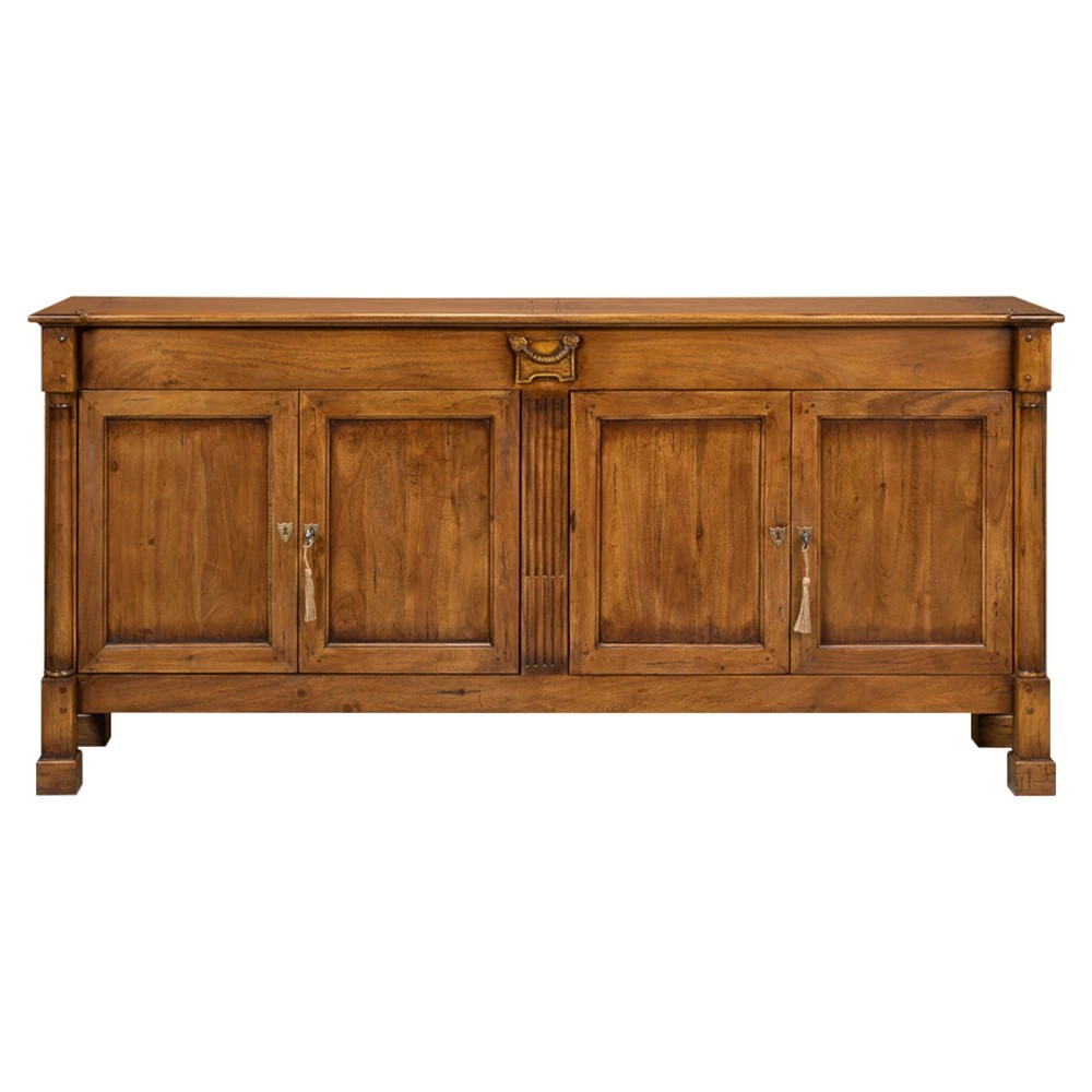 Suzane Updated Traditional Brown Walnut Wood Credenza | Kathy Kuo Home