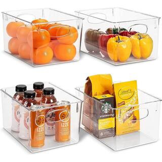4-Pack Clear Plastic Stackable Pantry Organizer Set Storage Bins for Fridge | The Home Depot