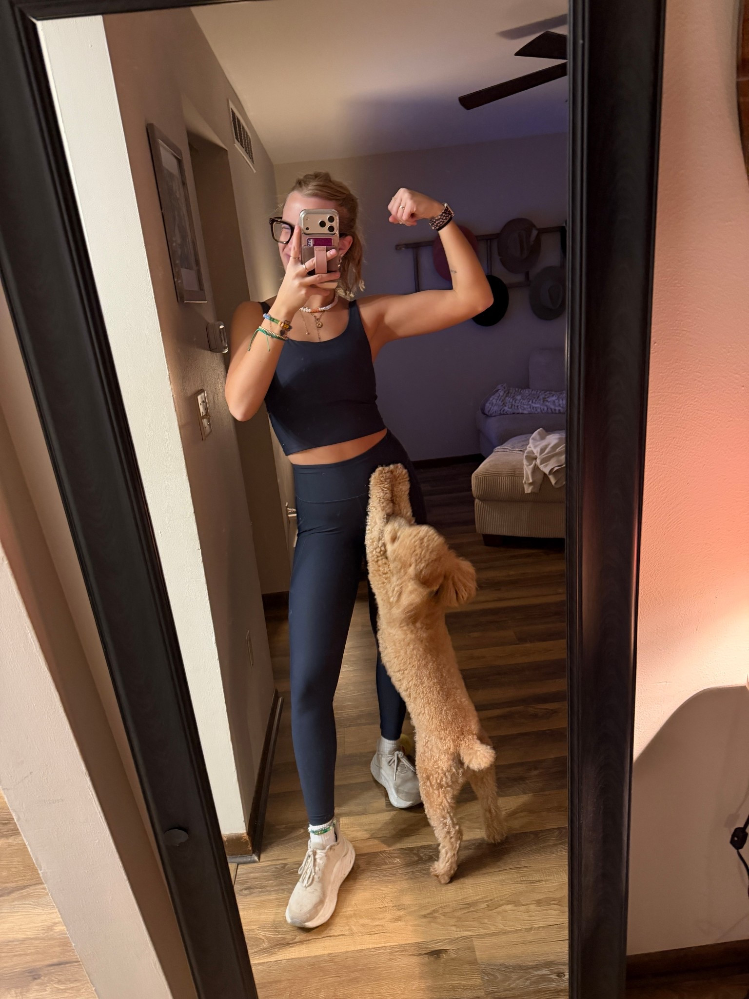 Today’s cardio & arm day outfit—03.17.26 💪🏻🏃🏼‍♀️💨

Medium in Old Navy navy blue tank top
Small in Old Navy navy blue leggings
9 in New Balance tennis shoes
*socks are also Old Navy :)

Old Navy outfits, Old Navy finds, Old Navy fashion, Old Navy deals, Old Navy powersoft, workout outfits, navy blue leggings, navy blue tank tops, long sleeve tshirts, New Balance shoes, white running shoes, trending outfits

#LTKootd #LTKfitnessgoals #LTKActive