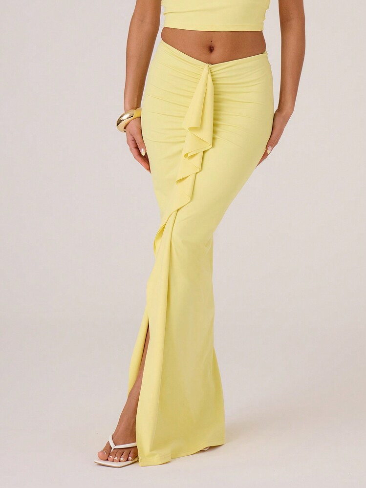 MUSERA Slinky Drape Front Maxi Skirt Summer Boho Spring Cute | SHEIN