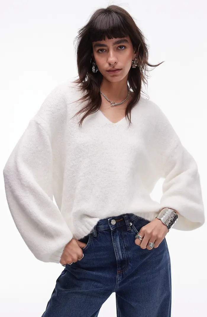 Topshop Oversize V-Neck Sweater | Nordstromrack | Nordstrom Rack