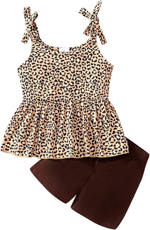 Toddler Girls Clothes Summer Short Set Outfit Tie Knot Shoulder Sleeveless Ruffle Tops and Shorts... | Amazon (US)