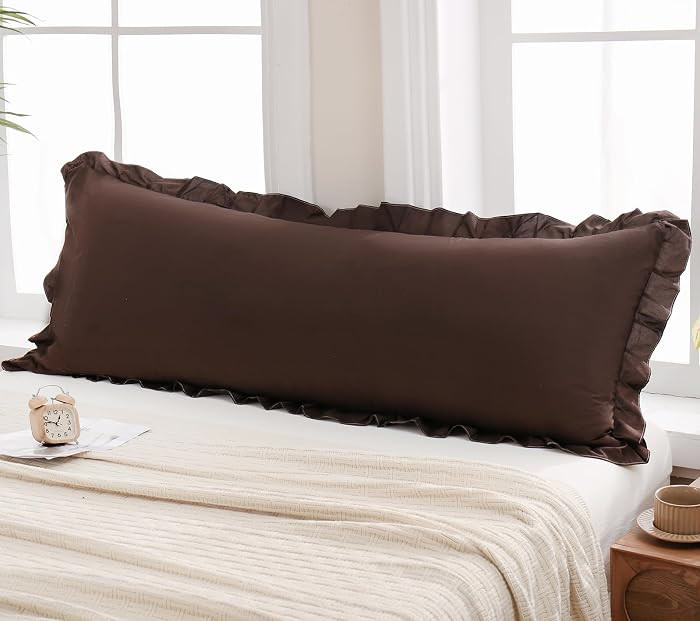 Merryword Dark Brown Body Pillow Cover 20x54inches Chocolate Long Pillowcase Ruffled Body Pillowc... | Amazon (CA)