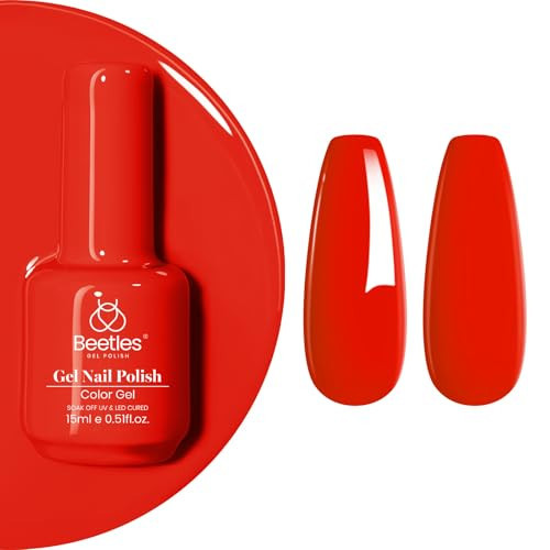 Beetles Red Gel Nail Polish - 15ml Orange Red Gel Nail Polish Soak Off LED UV Manicure Art Design Salon at Home DIY Gift for Women | Amazon (US)