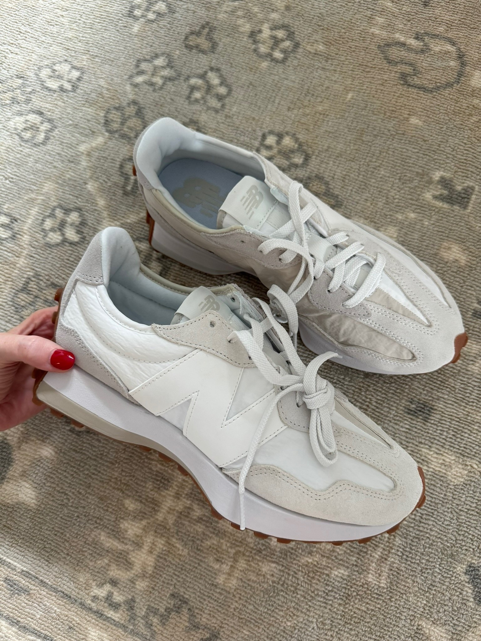 These New Balance sneakers have been a best seller multiple times! Love the neutral colors! I recommend sizing up a half size. Tennis shoes // sneakers // new balance shoes 

#LTKShoeCrush #LTKFindsUnder100 #LTKActive