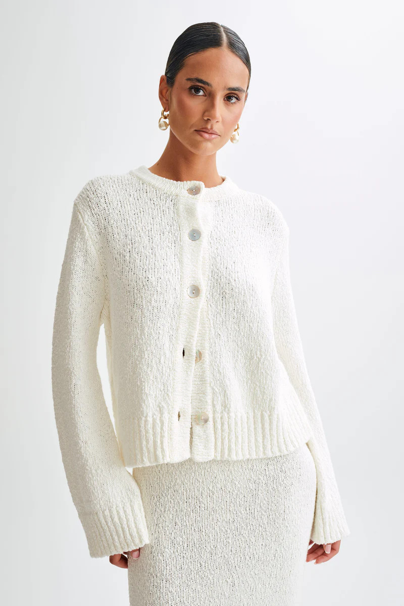 Moira Oversized Boucle Cardigan - White | Meshki (APAC)