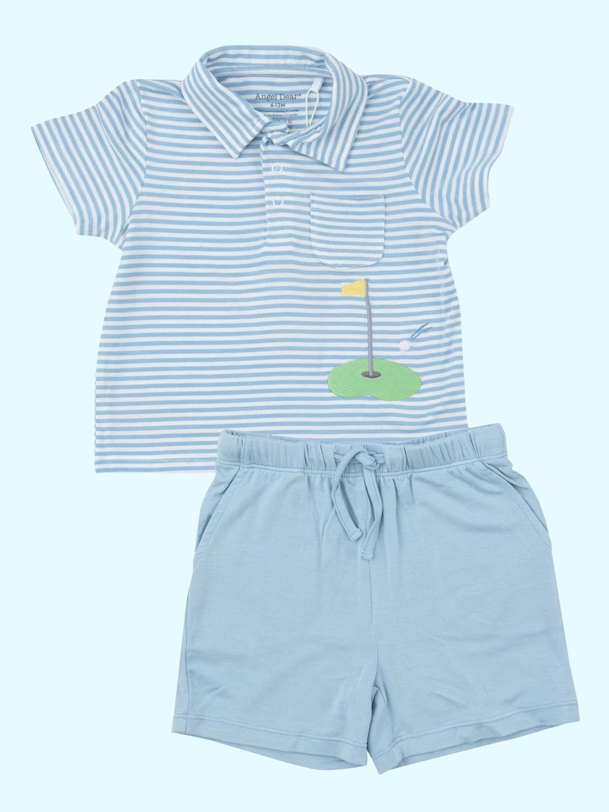Golf Polo Shirt & Short Set, Dream Blue Stripe | SpearmintLOVE