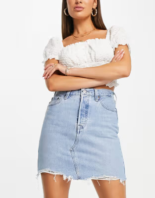 Levi's deconstructed  iconic skirt in light wash blue | ASOS (Global)