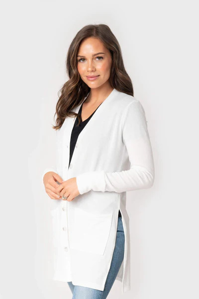 Candace Mid Length Soft Ribbed Cuff Cardigan | Gibsonlook