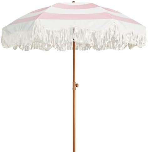 AMMSUN Boho Fringe Umbrella Outdoor Patio, 6.5ft UPF50+ Picnic Umbrella with Tassels with Steel P... | Amazon (US)