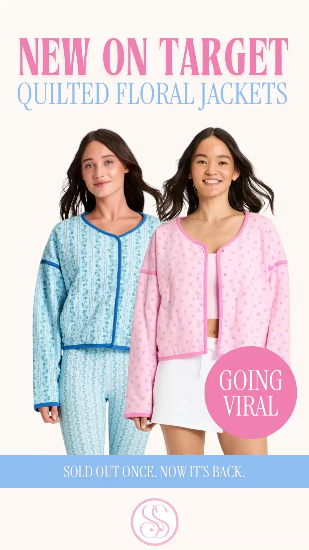 Target quilted jacket | floral activewear | Target finds | feminine activewear | quilted floral jacket

It sold out once, and now the JoyLab quilted floral jacket is back in both the blue floral and pink floral prints.

This is exactly where activewear gets really good. The floral print, contrast trim, snap front, cropped athletic silhouette, elastic hem, and two front pockets give it personality without losing the easy throw on function of a lightweight quilted jacket.

The fabric is 88% cotton, 5% recycled cotton, and 7% spandex, so it has the softness of jersey with enough stretch for walking outfits, workout outfits, gym outfits, travel outfits, school drop off, errands, tennis, pickleball, and everyday athleisure.

It is midweight, long sleeved, snap front, below the waist, and finished with an athletic fit. A quilted floral jacket under Target pricing is exactly why these keep disappearing.

Target quilted jacket, Target floral jacket, Target activewear, Target finds, Target style, JoyLab jacket, JoyLab activewear, quilted floral jacket, floral quilted jacket women, pink quilted jacket, blue floral jacket, cotton quilted jacket, snap front jacket, lightweight quilted jacket, feminine activewear, preppy activewear, cute workout clothes, walking outfit women, gym outfit women, workout outfit women, tennis outfit women, pickleball outfit women, athleisure outfit women, travel outfit women, viral Target finds, going viral, designer look for less @Target 

#TargetFinds #TargetStyle #ViralFinds #FeminineStyle #PreppyStyle #Activewear #LookForLess #LTKFindsUnder50

#LTKSeasonal #LTKActive #LTKfitnessgoals