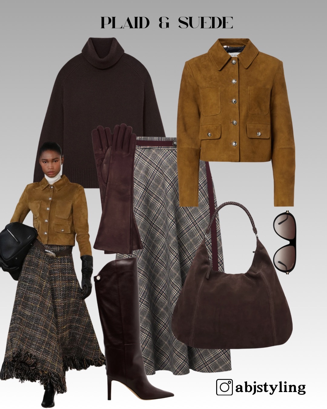Plaid & Suede 🤎

A checked midi with a cropped suede jacket, chocolate knit, long leather gloves and pointed knee boots. I love the mix of softer heritage textures with a much sharper shoe.

Styling tip: when wearing a midi skirt with a short jacket, keep the boot sleek and pointed — it elongates the lower half and balances the volume of the skirt.

#LTKuk #LTKautumn #LTKluxury