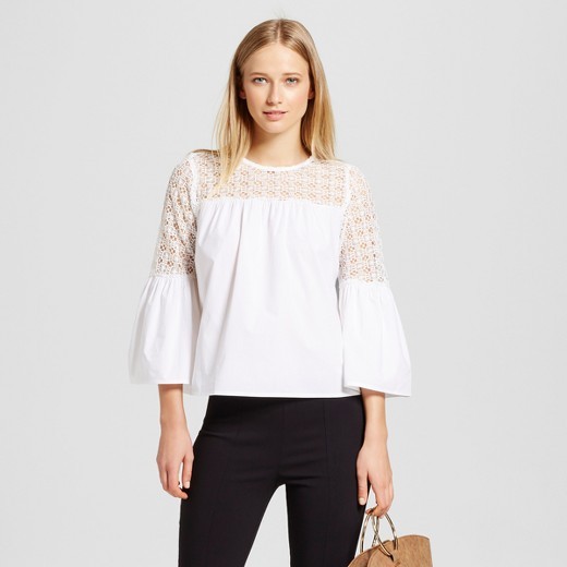 Women's Eyelet Trim Bell Sleeve Top - Who What Wear™ | Target
