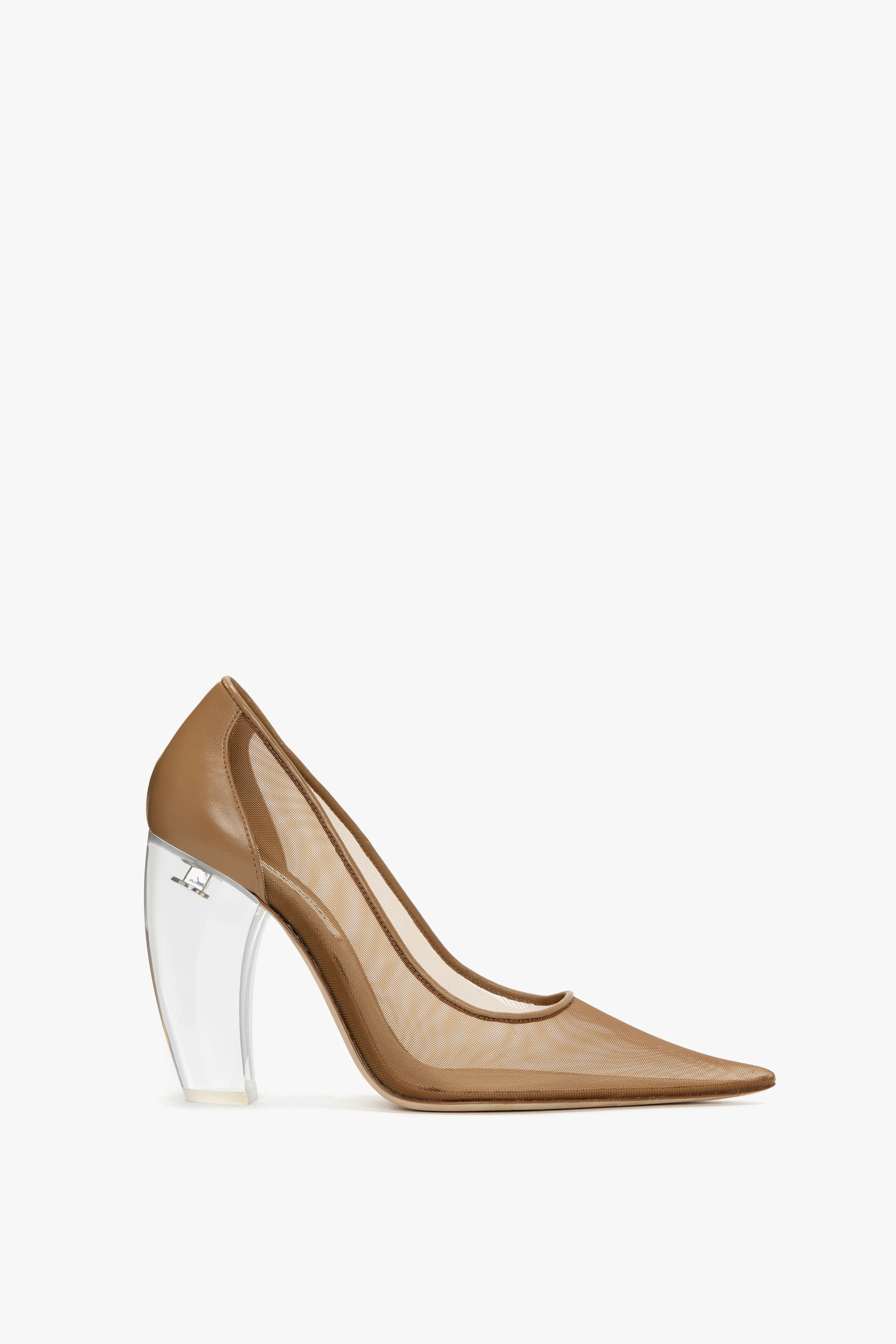Transparent Heel Mesh Pump In Tan | Victoria Beckham UK