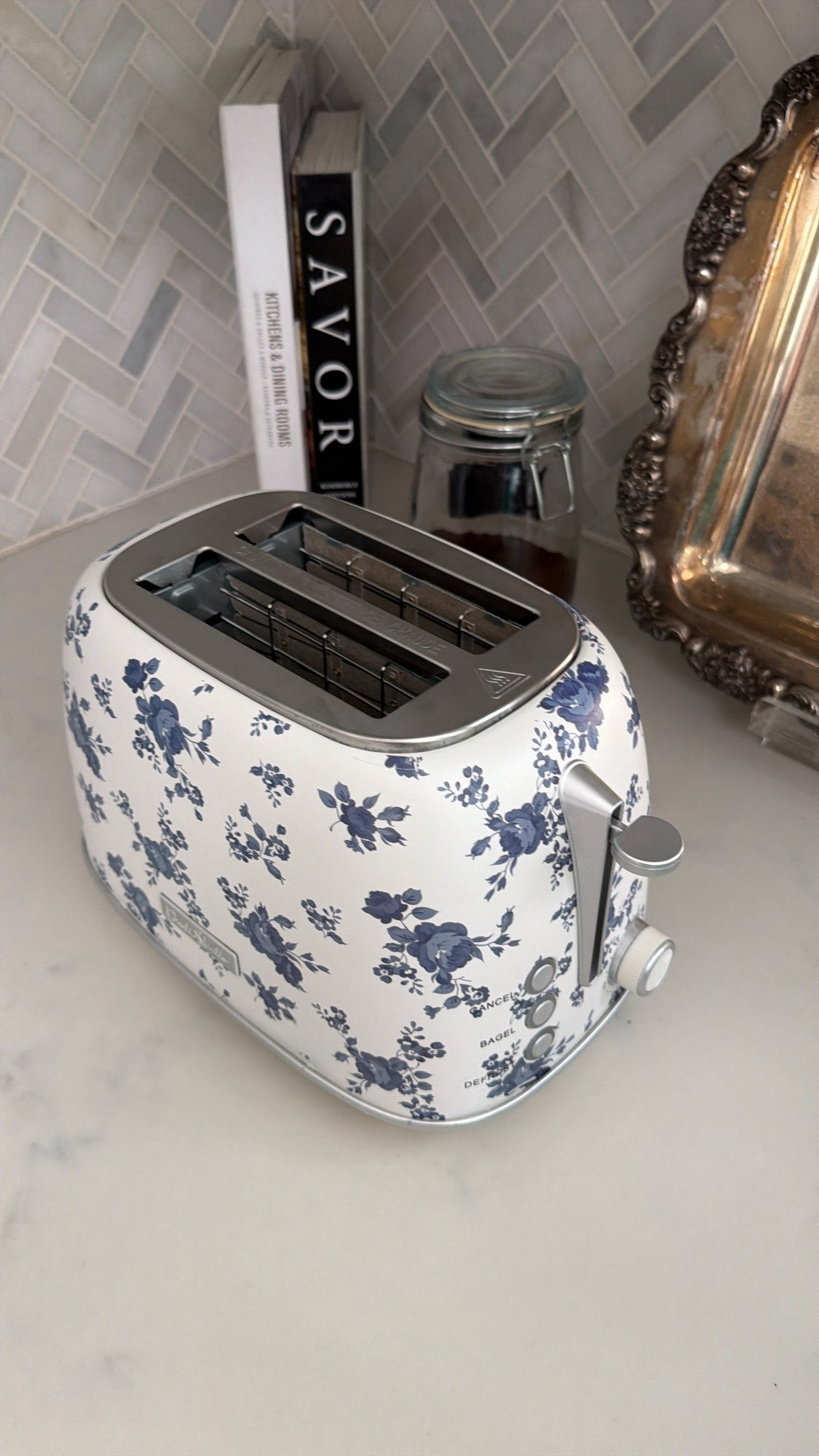 I found a very similar blue and white floral toaster to mine, and I linked it below. Kitchen, food, cooking.

#LTKHome #LTKfoodie