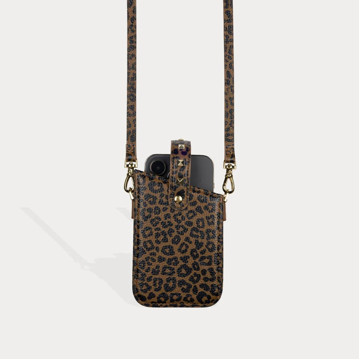 Emma Phone Pouch and Holster - Dark Leopard/Gold | Bandolier