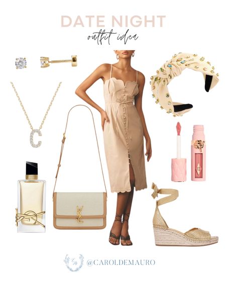 Here's a stylish outfit idea that is perfect for your next date night: a neutral midi dress paired with espadrille wedges, dainty gold accessories and more!
#outfitinspo #springfashion #classiclook #petitestyle

#LTKStyleTip #LTKSeasonal #LTKShoeCrush