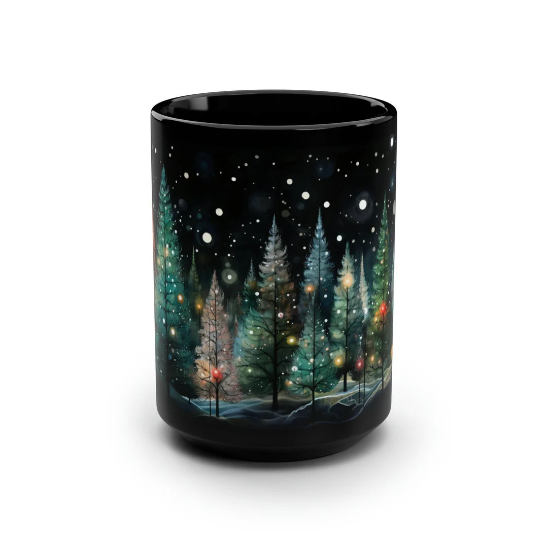Holiday Pine Tree Mug Festive Winter Forest Drinkware Snowy Evergreen Ceramic 15oz - Etsy | Etsy (US)