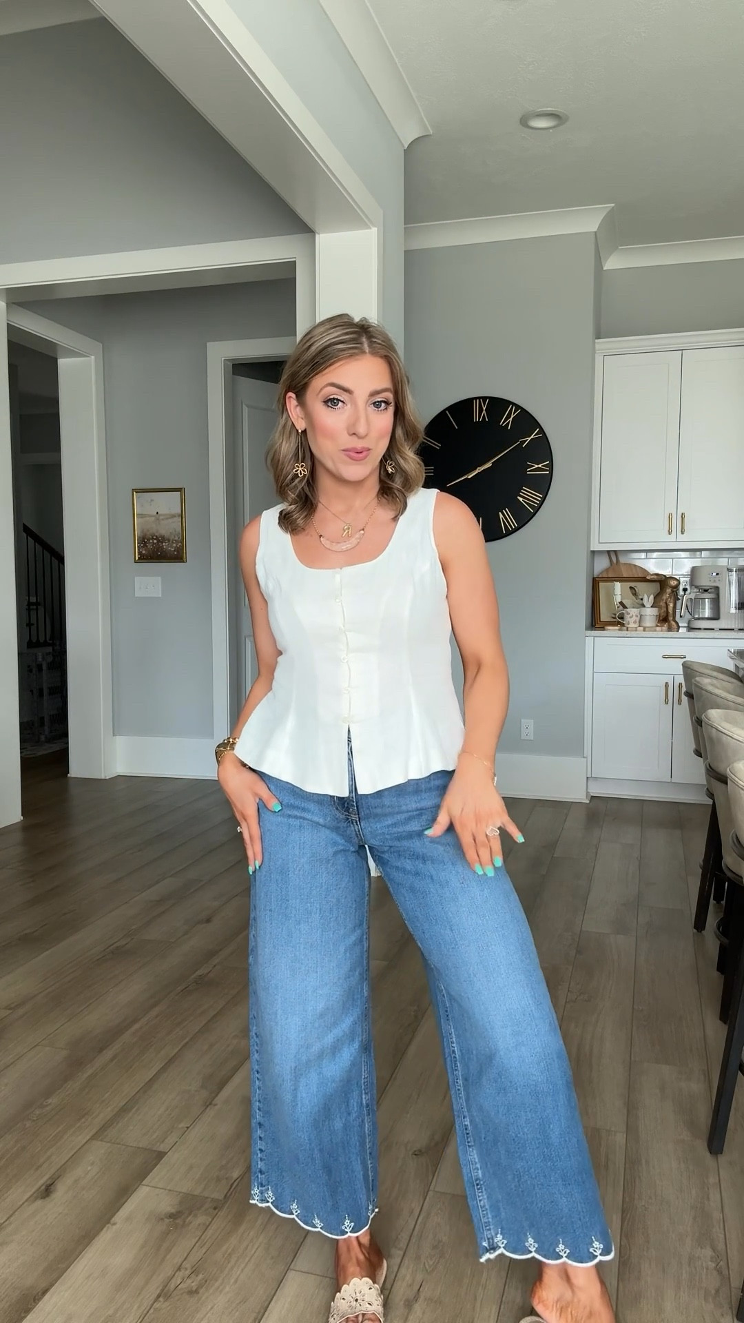 This outfit is such a good elevated casual moment 🤍 the peplum top is super flattering with the tie-back detail and these wide leg jeans with the scallop hem are EVERYTHING. The perfect mix of trendy + wearable and both pieces are on sale 🙌 vest on sale for $19, jeans on sale for $29

#oldnavydenim #widelegjeans #peplumtop #springdenim #casualchic #affordablefashion #everydayoutfit #momstyle #denimlook #springstyle #outfitinspo #salealert


#LTKSaleAlert #LTKootd #LTKPetite