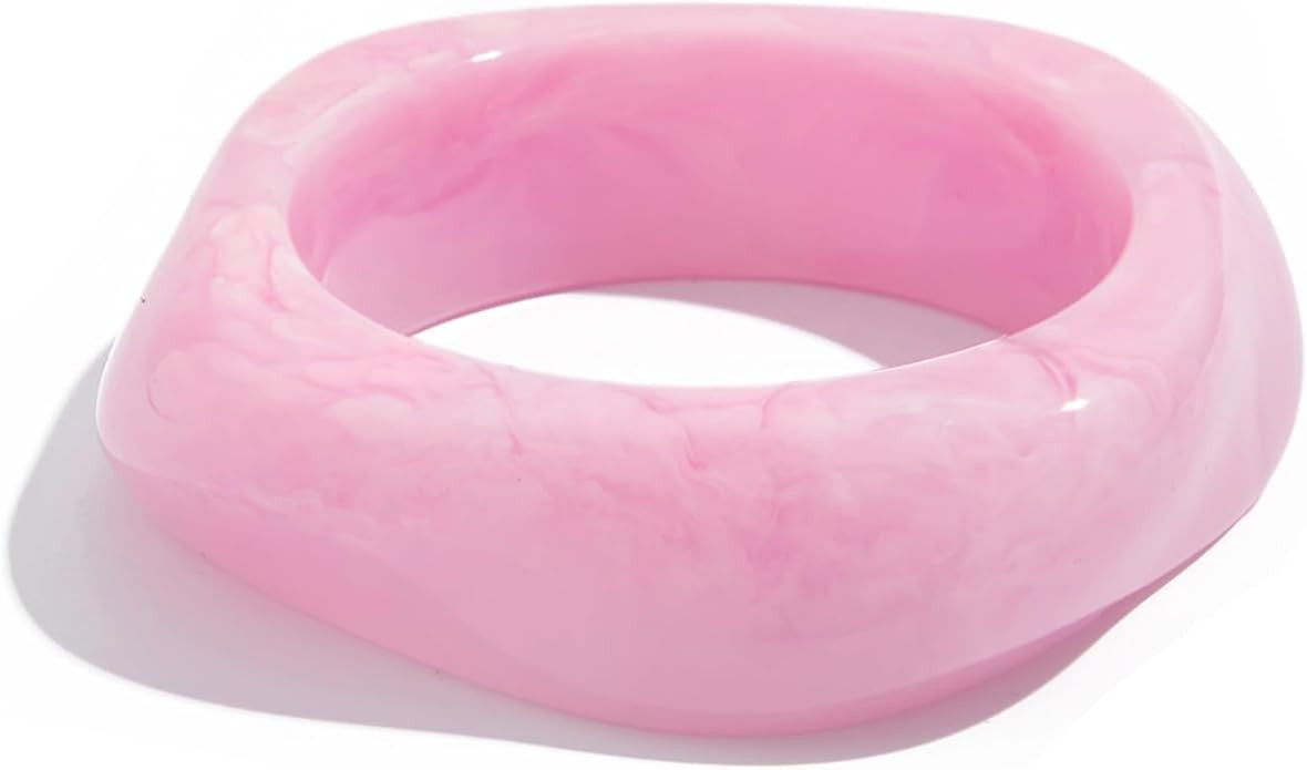 Chunky Acrylic Transparent Candy Color Geometric Round Square Cuff Bangle Bracelet Set for Women ... | Amazon (US)