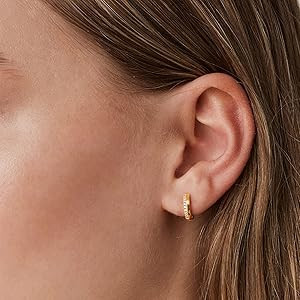 PAVOI 14K Gold Plated Cubic Zirconia Huggie Hoop Earrings for Women - 925 Sterling Silver Posts S... | Amazon (US)